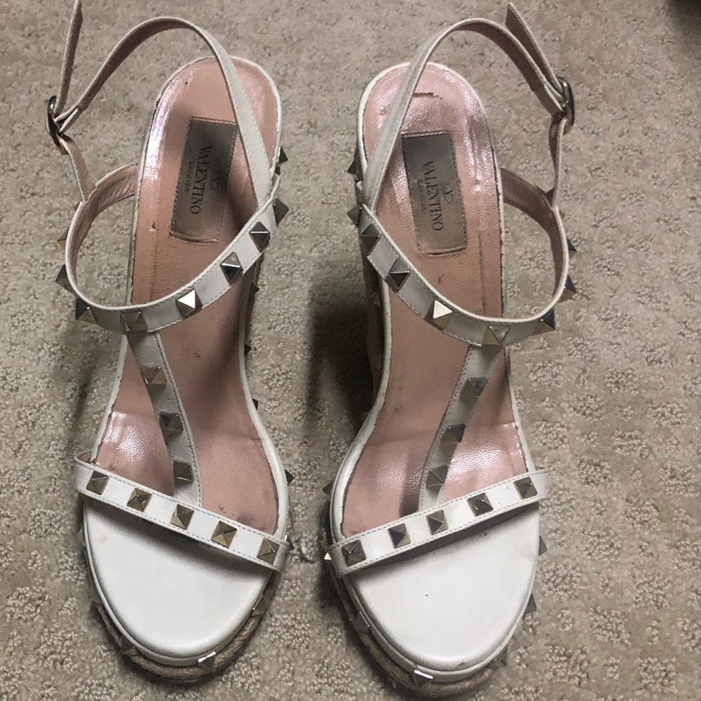 Pre-owned Valentino espadrille, studded wedge.